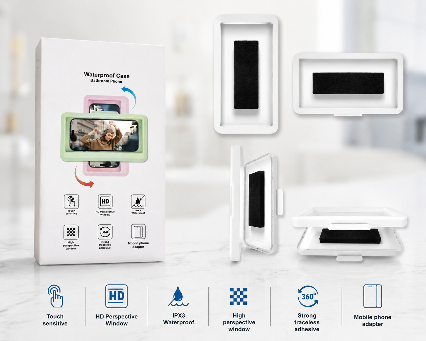 360° Waterproof Bathroom Phone Holder